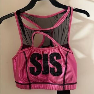 South Jersey Storm Pink Cheer Crop Top with Black Sparkly Lettering